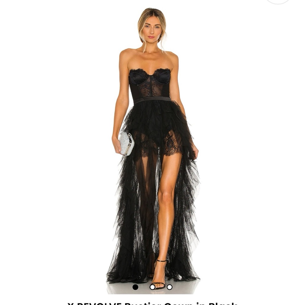 XS For Love & Lemons Bustier Gown in Black